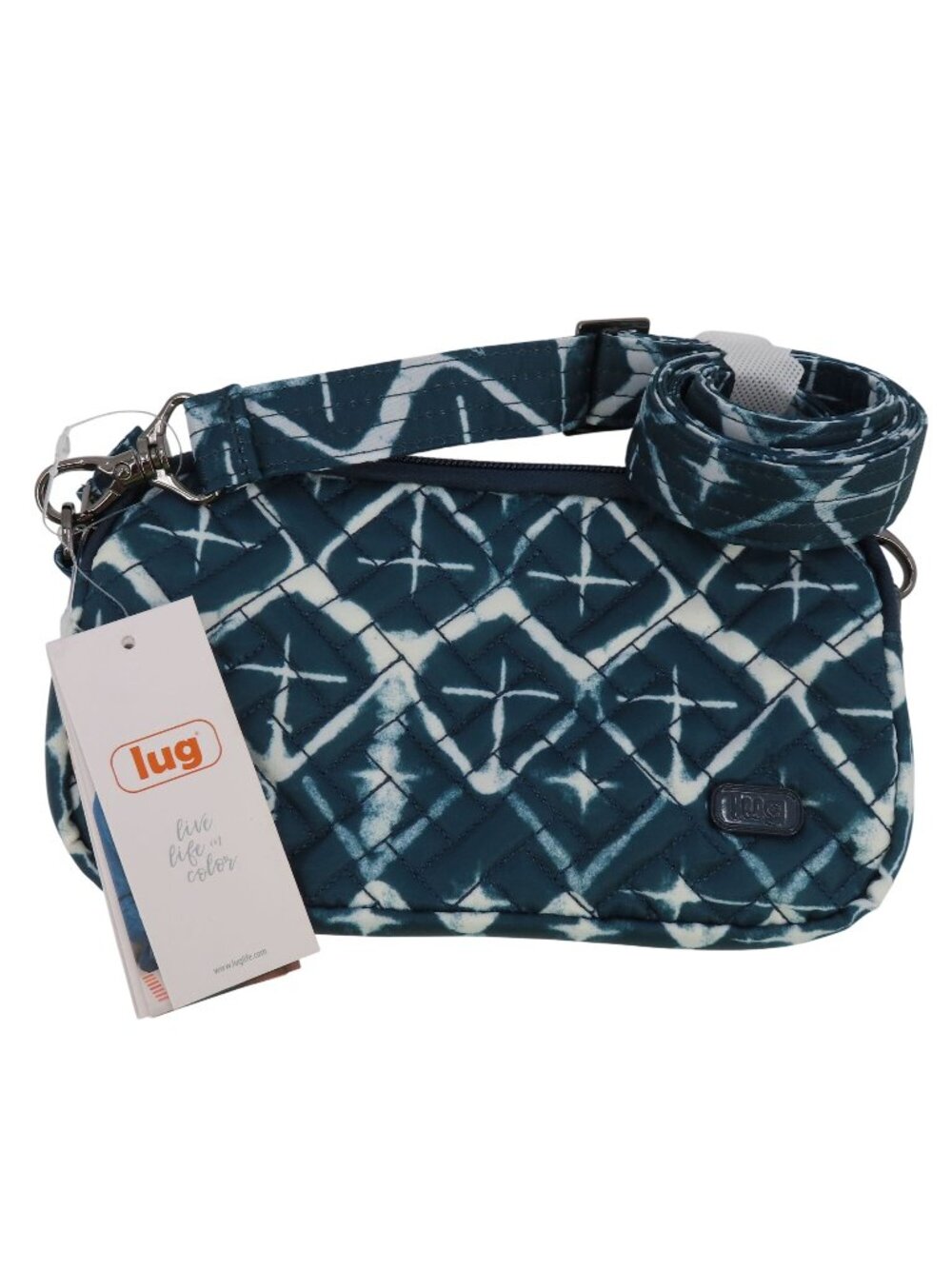 LUG Coupe XL Diamond Navy Blue Convertible Crossbody Handbag Purse Quilted NEW